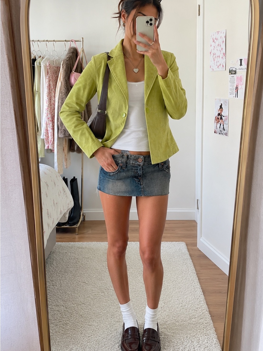 Lime Green Women's Suede Blazer Jacket